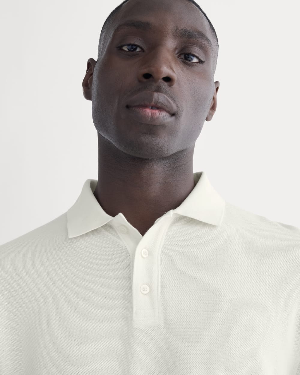 The Long-Sleeve Pique Polo | Bone - Image 3