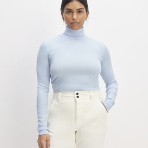 The Luxe Rib Turtleneck | Chambray Blue