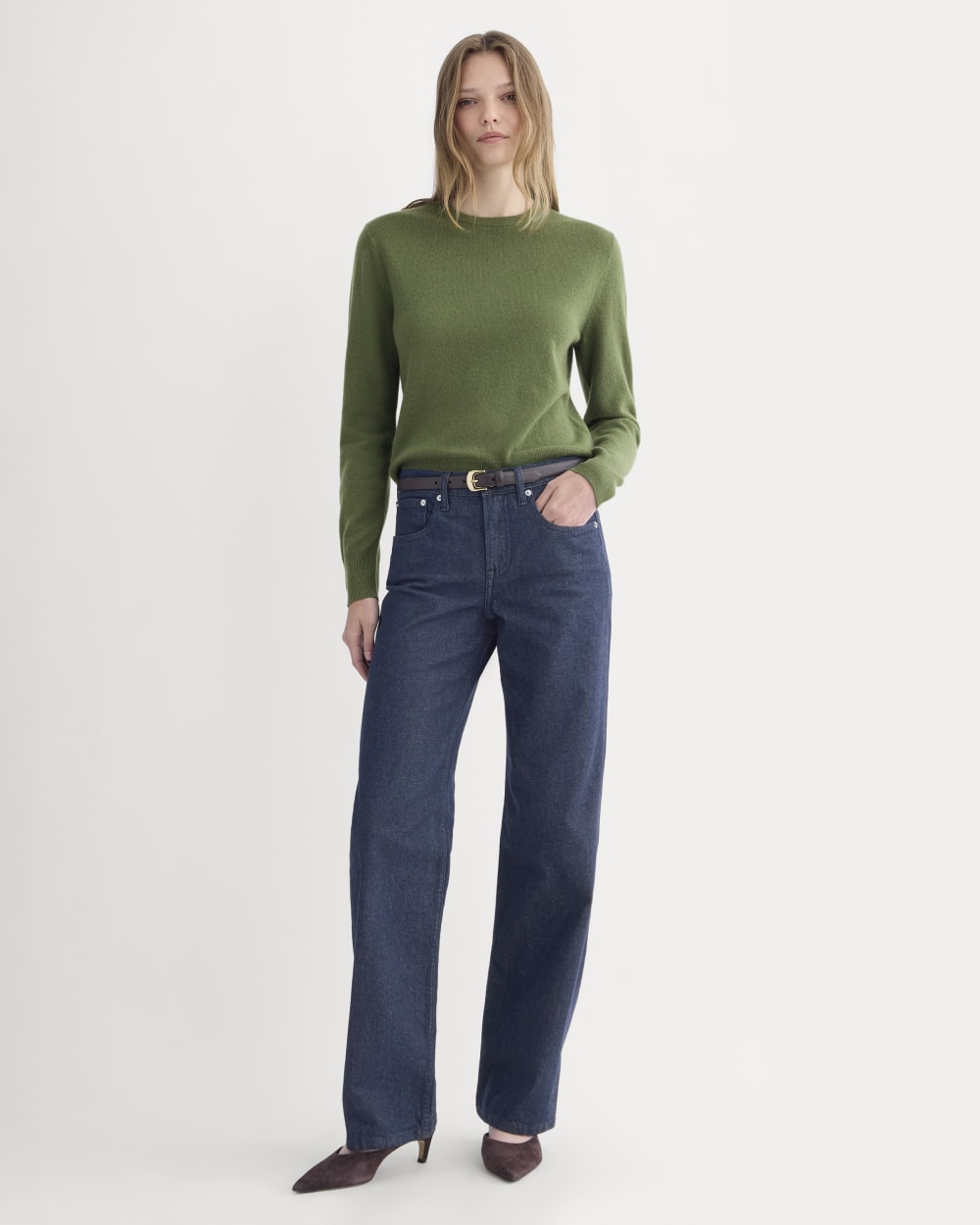 Cashmere Slim Crew Sweater | Forest Green - Image 3