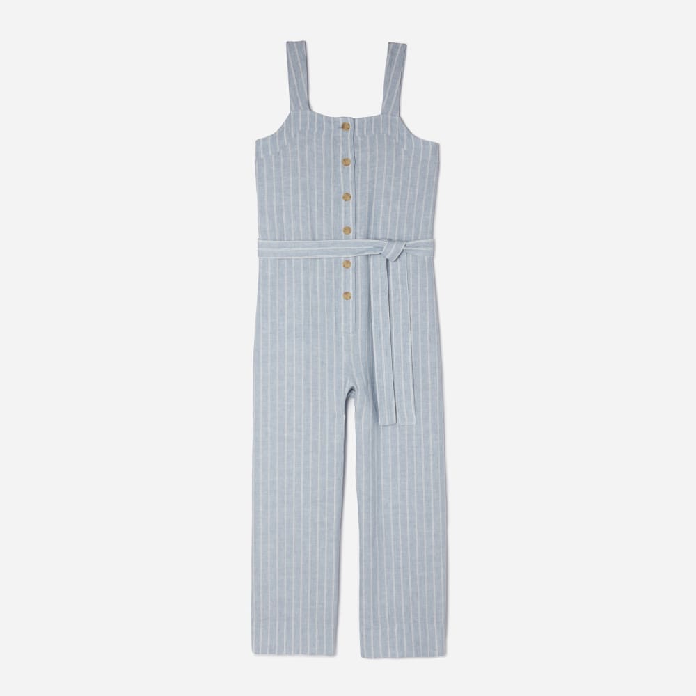 The Linen Jumpsuit | Light Blue / White
