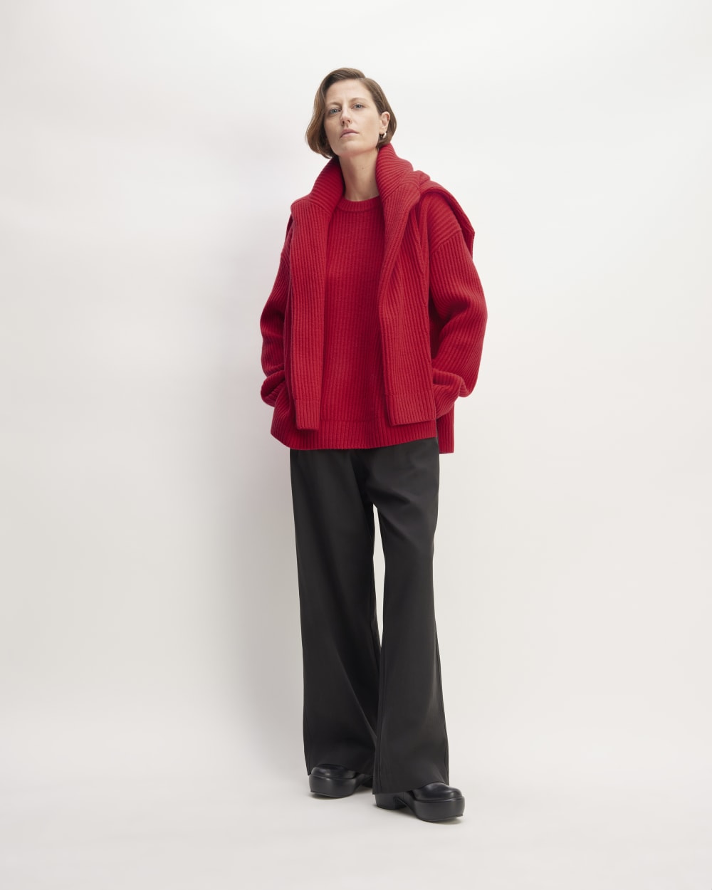 The Oversized Crew in Luxe Merino | Classic Red - Image 3
