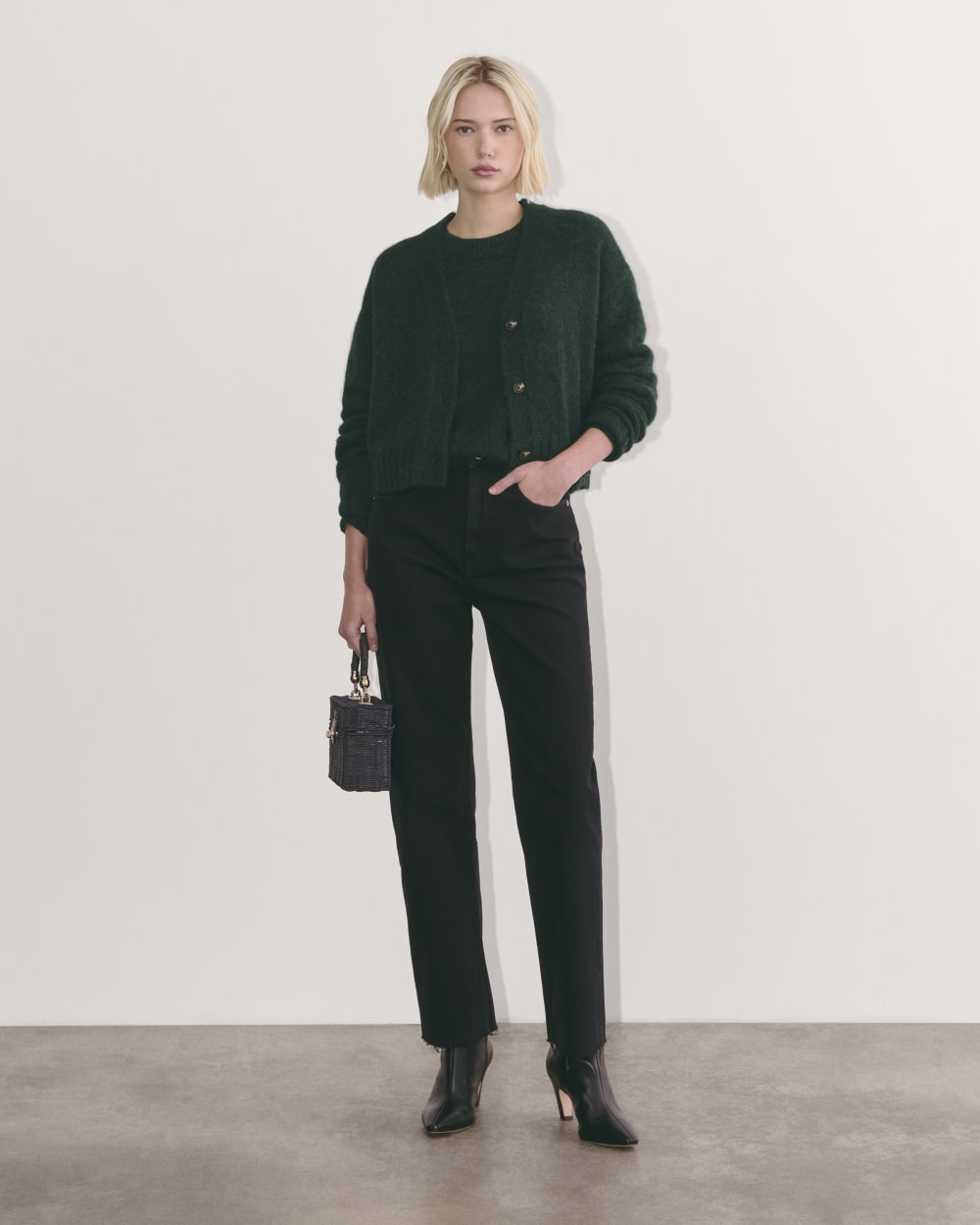 The Boxy Cardigan in Alpaca | Scarab - Image 3