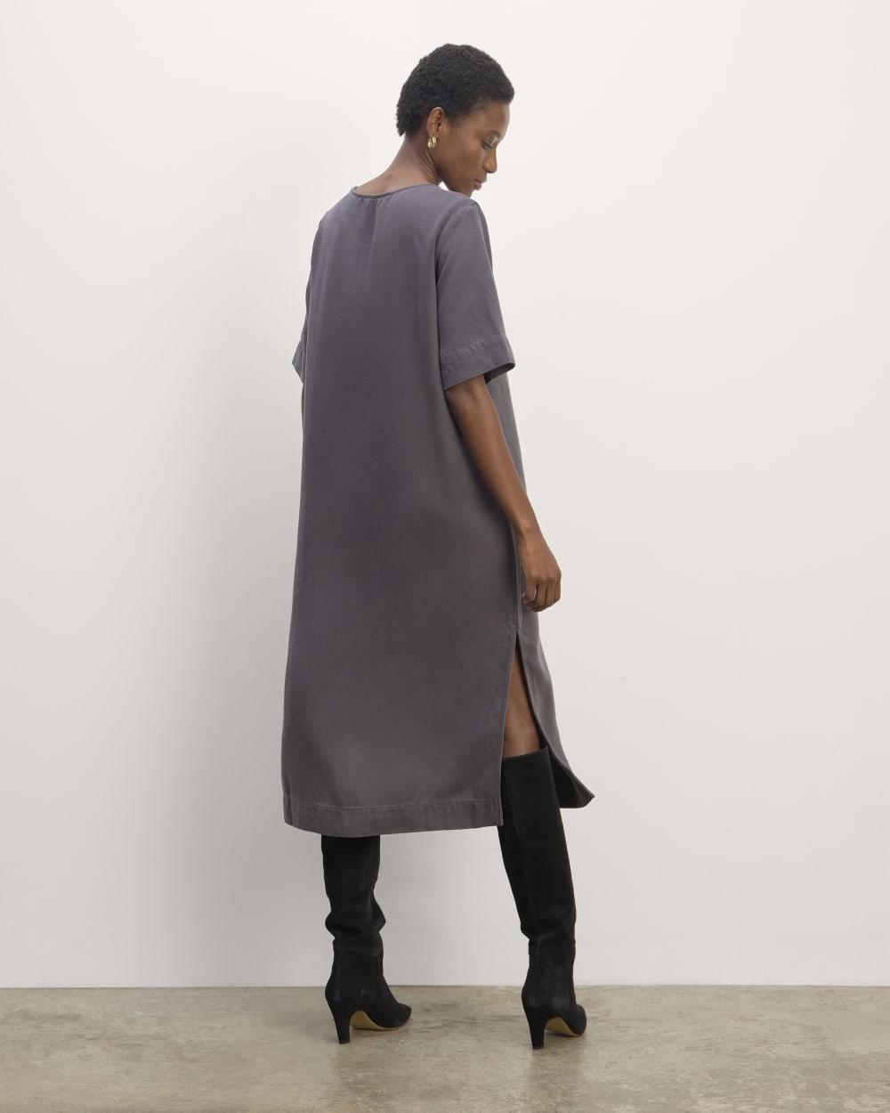 The Relaxed T-Shirt Dress in Buttersoft | Graphite - Image 6