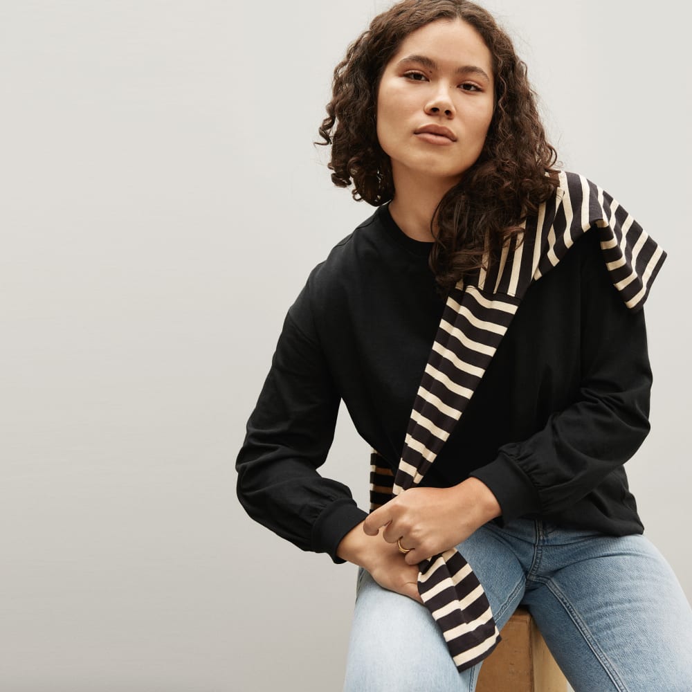 The Organic Cotton Long-Sleeve Tee | Black - Image 3