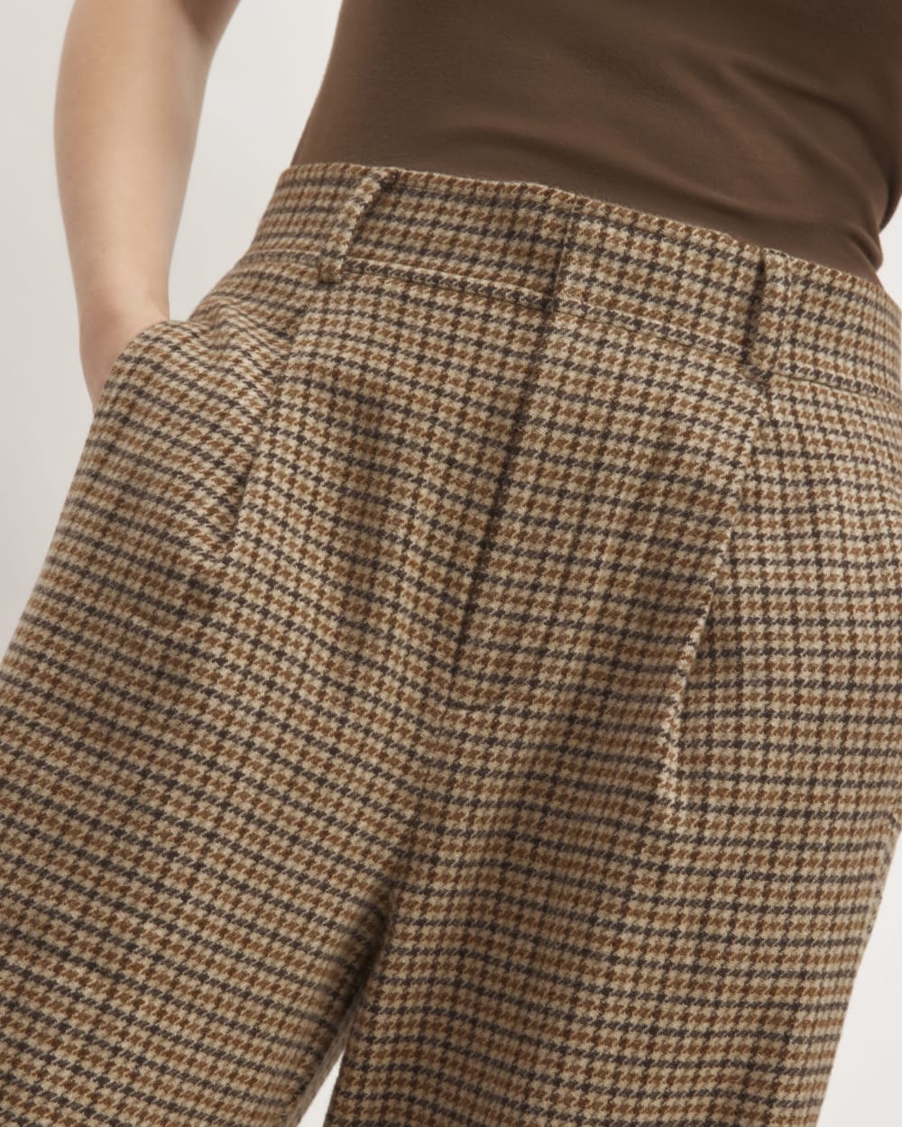 The ReWool® Way-High Drape Pant | Camel Houndstooth - Image 4