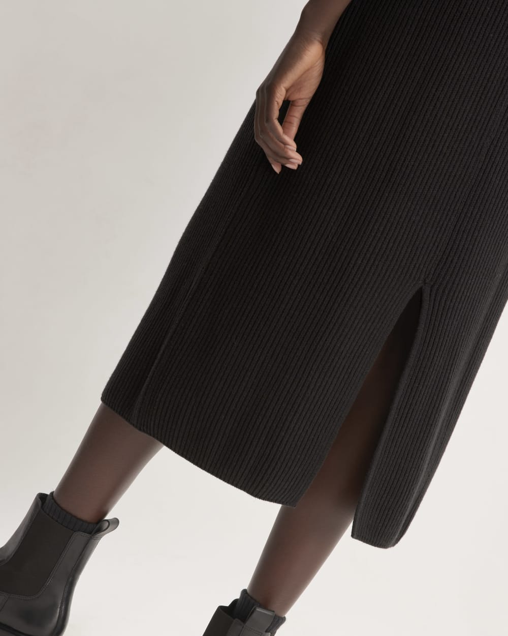 The Organic Cotton Sweater Midi Skirt | Black - Image 5