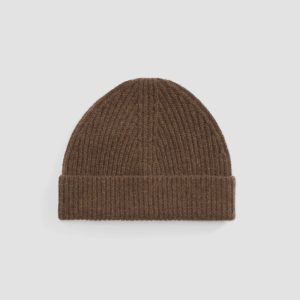 The Cashmere Fine Rib Beanie | Heather Cocoa