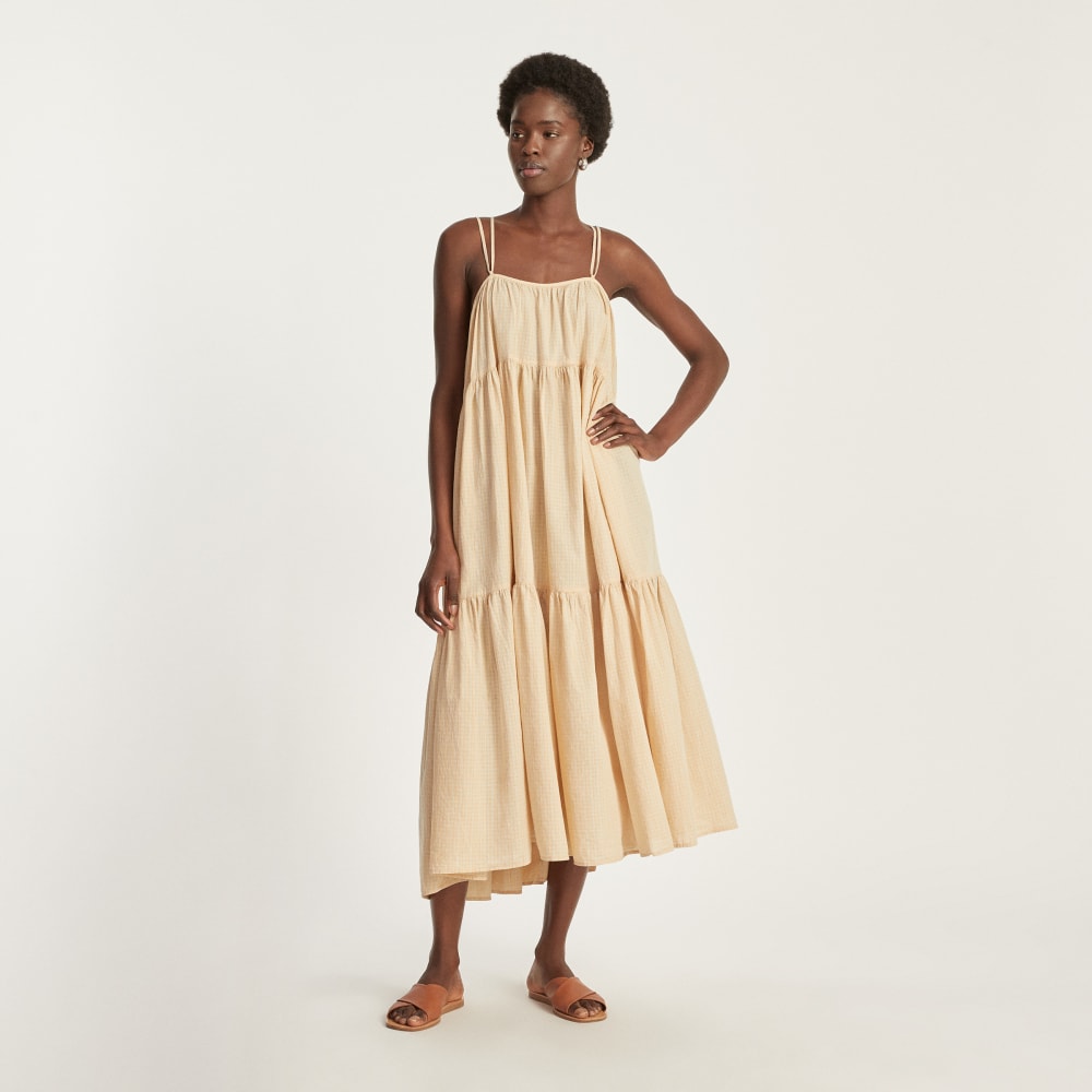 The Billow Tiered Maxi Dress | Orange Plaid - Image 2
