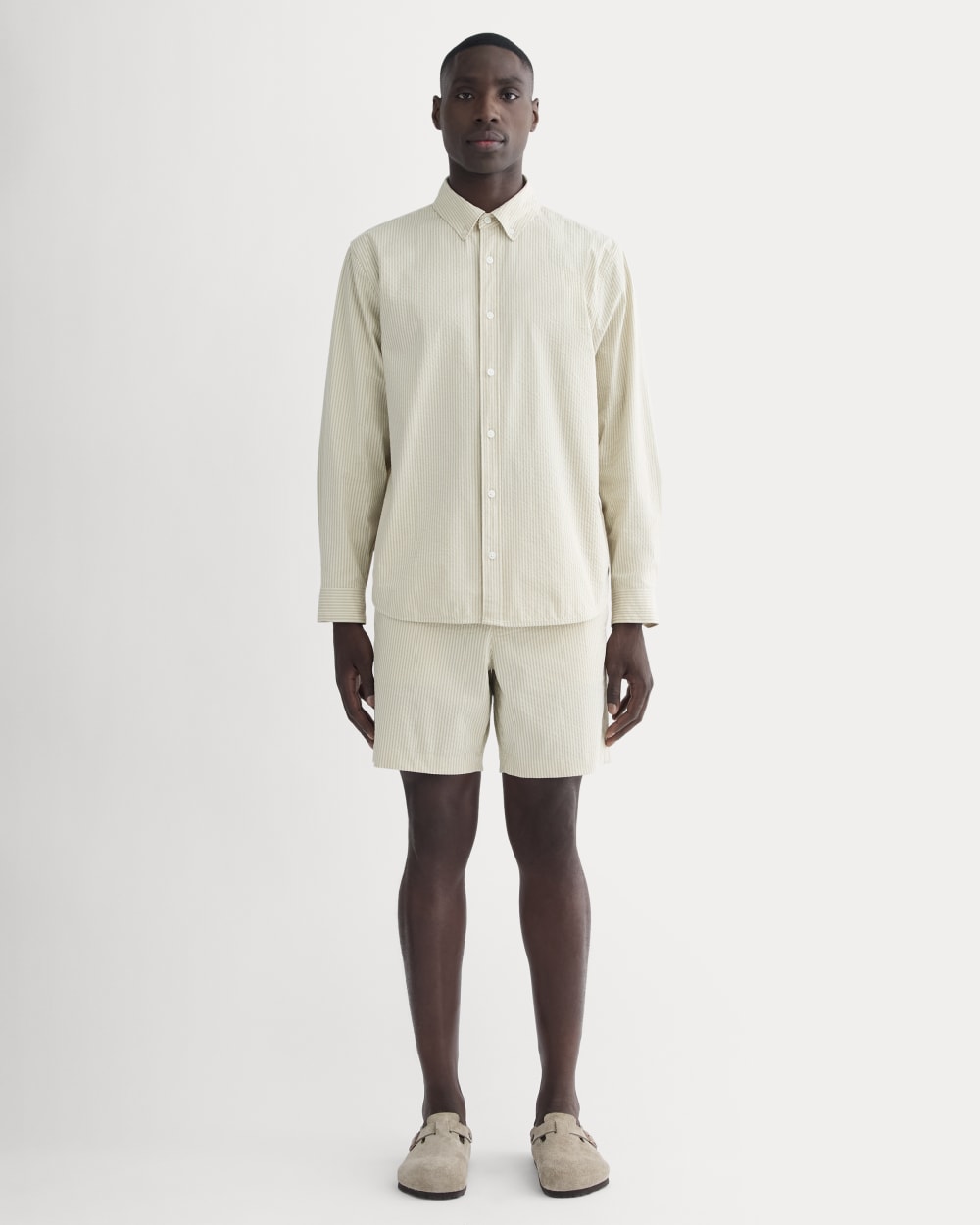 The Seersucker Long-Sleeve Shirt | Trench Coat Khaki / Natural - Image 3