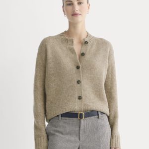 The Crew Cardigan in Alpaca | Dark Heathered Camel