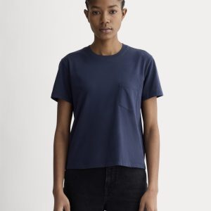 The Box-Cut Tee in Essential Cotton | Navy | Pocket