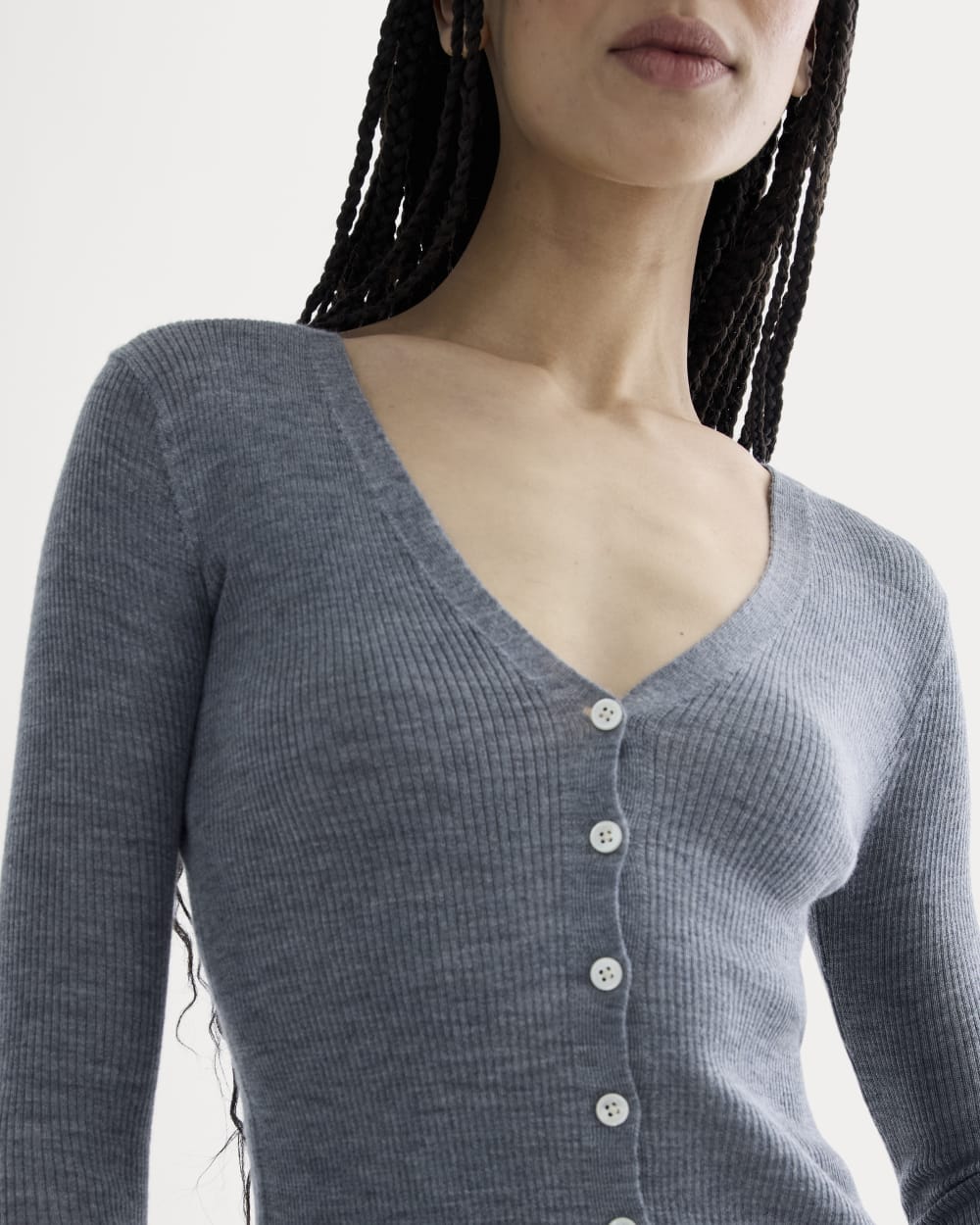 The Cardigan in Ultrasoft Merino | Heather Mid Grey - Image 4