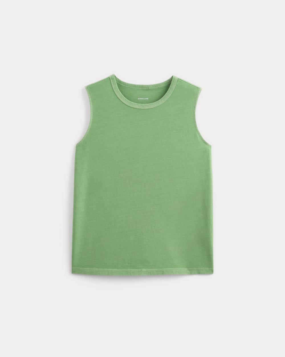 The Boyfriend Tank in Essential Cotton | Green Garment Dye - Image 2