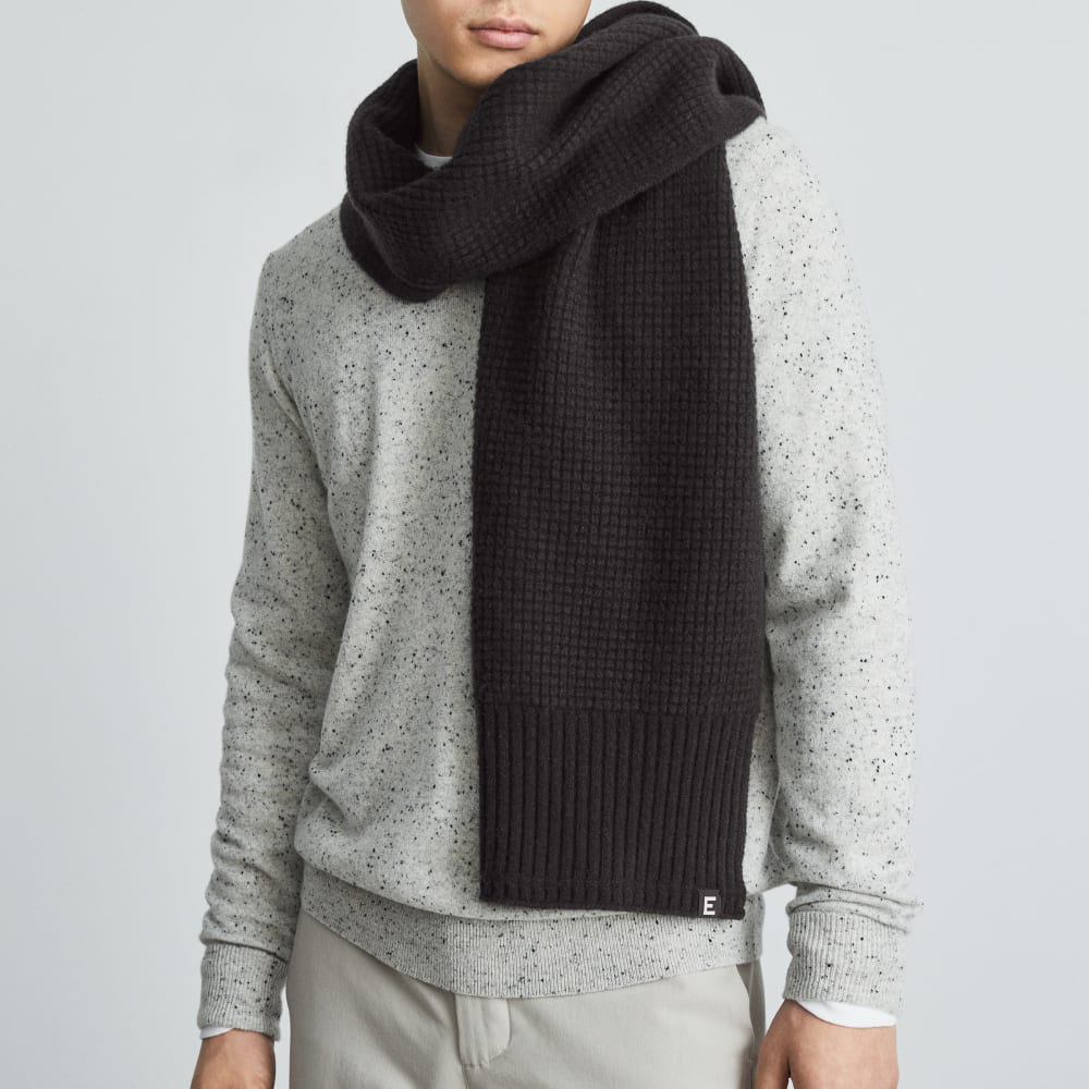 The Felted Merino Waffle-Knit Scarf | Black - Image 4