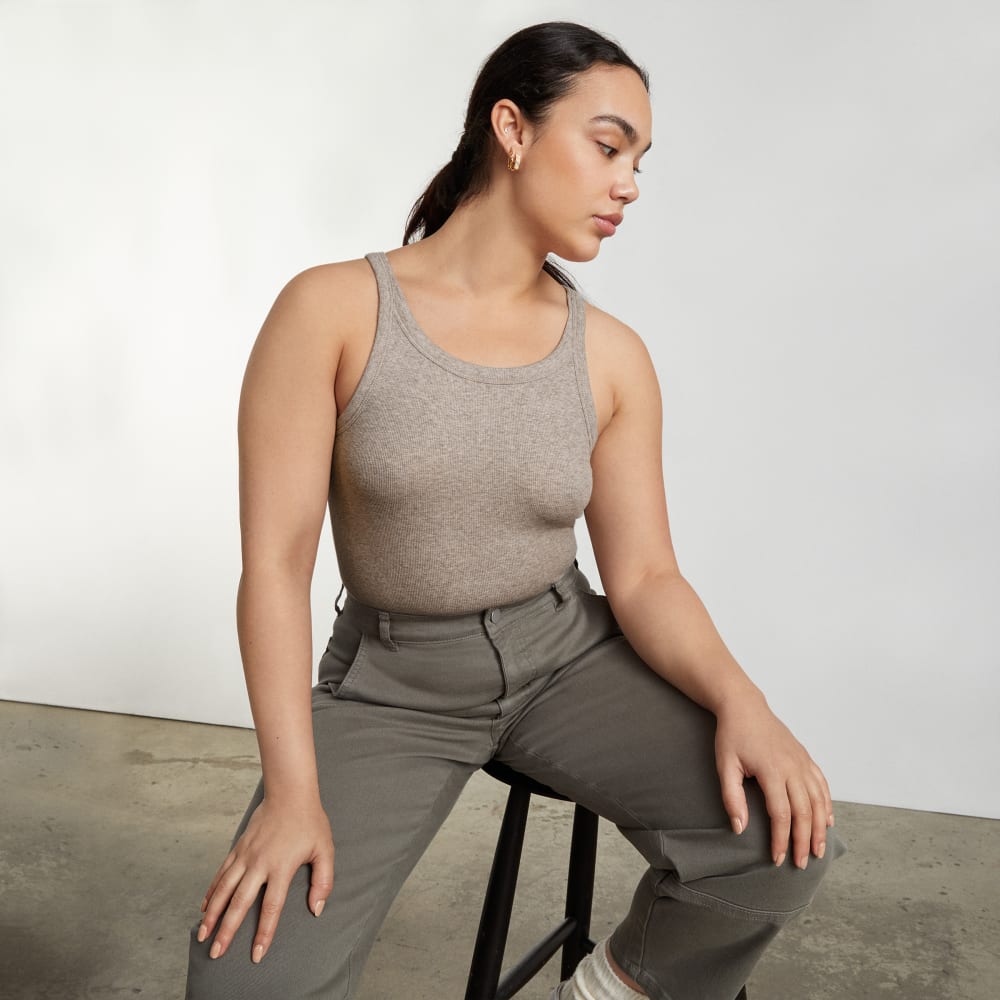 The Pima Micro-Rib Short Tank | Heathered Burnt Sugar - Image 6