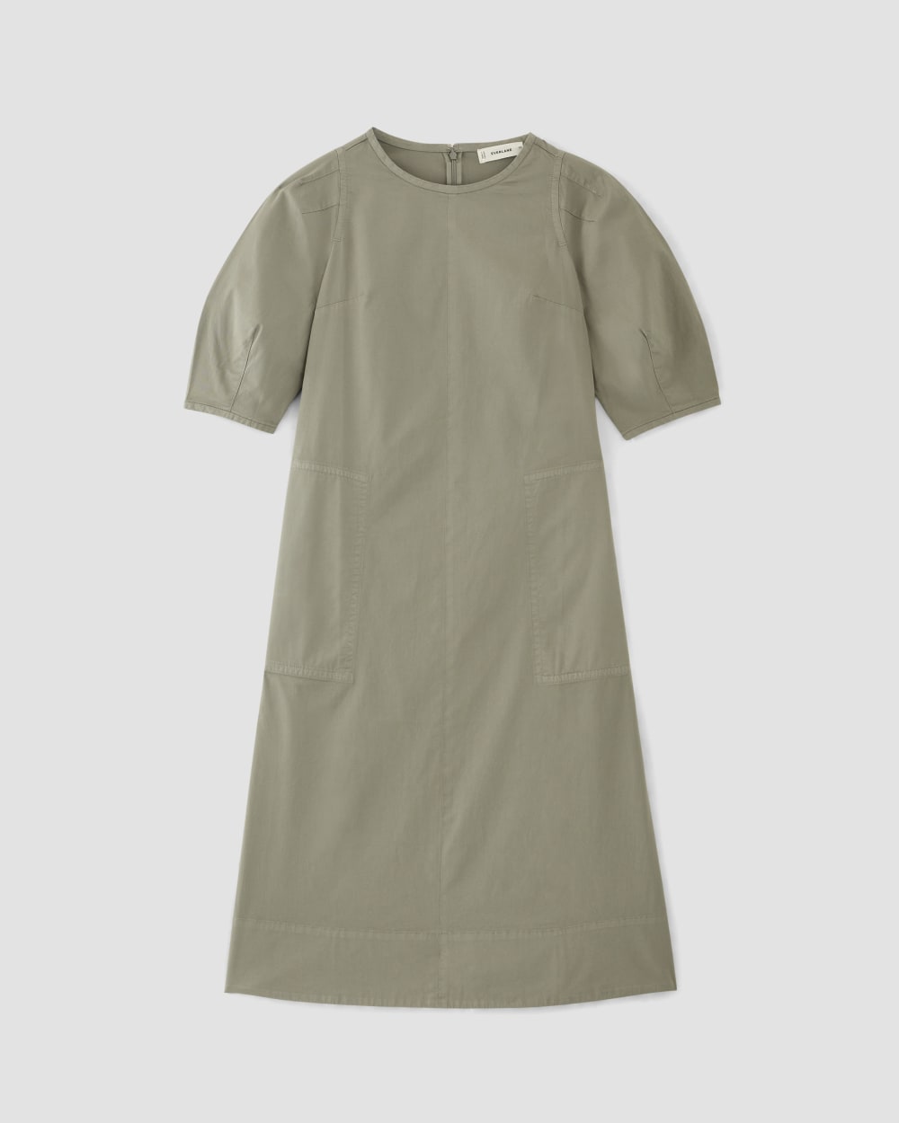 The Short-Sleeve Puff Midi Dress | Sage Green - Image 2