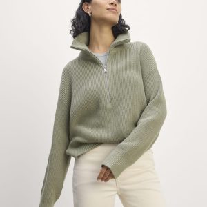 The Half-Zip in Everyday Cotton | Sage Green
