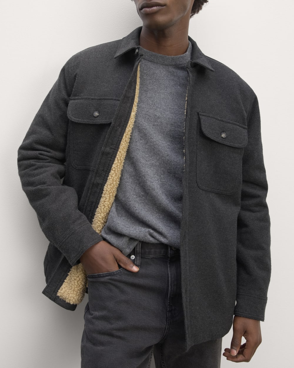 The ReNew Fleece-Lined Heavyweight Overshirt | Heather Charcoal - Image 5