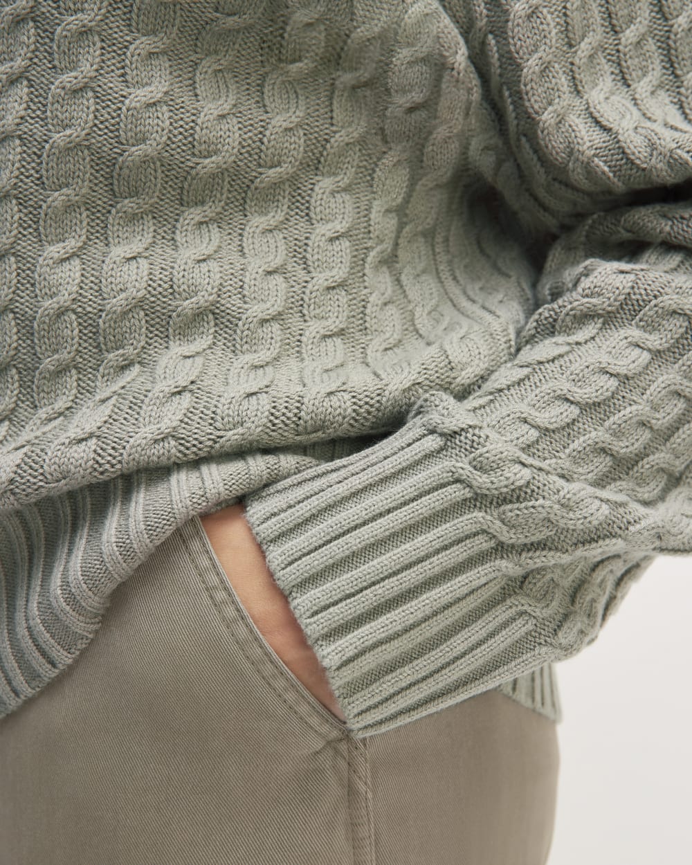 The Cotton Merino Cable Turtleneck | Sage Green - Image 5