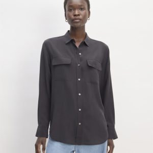 The Utility Shirt in Washable Silk | Black