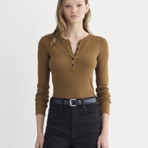 The Luxe Rib Henley | Toffee