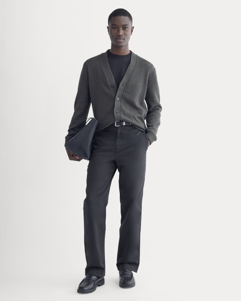 The Classic Cardigan in Everyday Cotton | Heathered Soot - Image 3