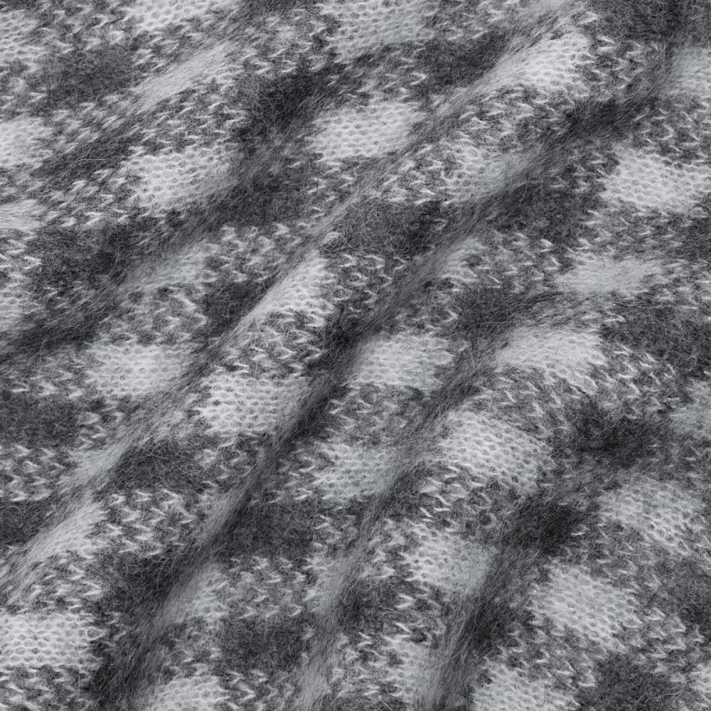 The Alpaca Patterned Scarf | Light Heather Grey / Dark Charcoal Buffalo Check - Image 3