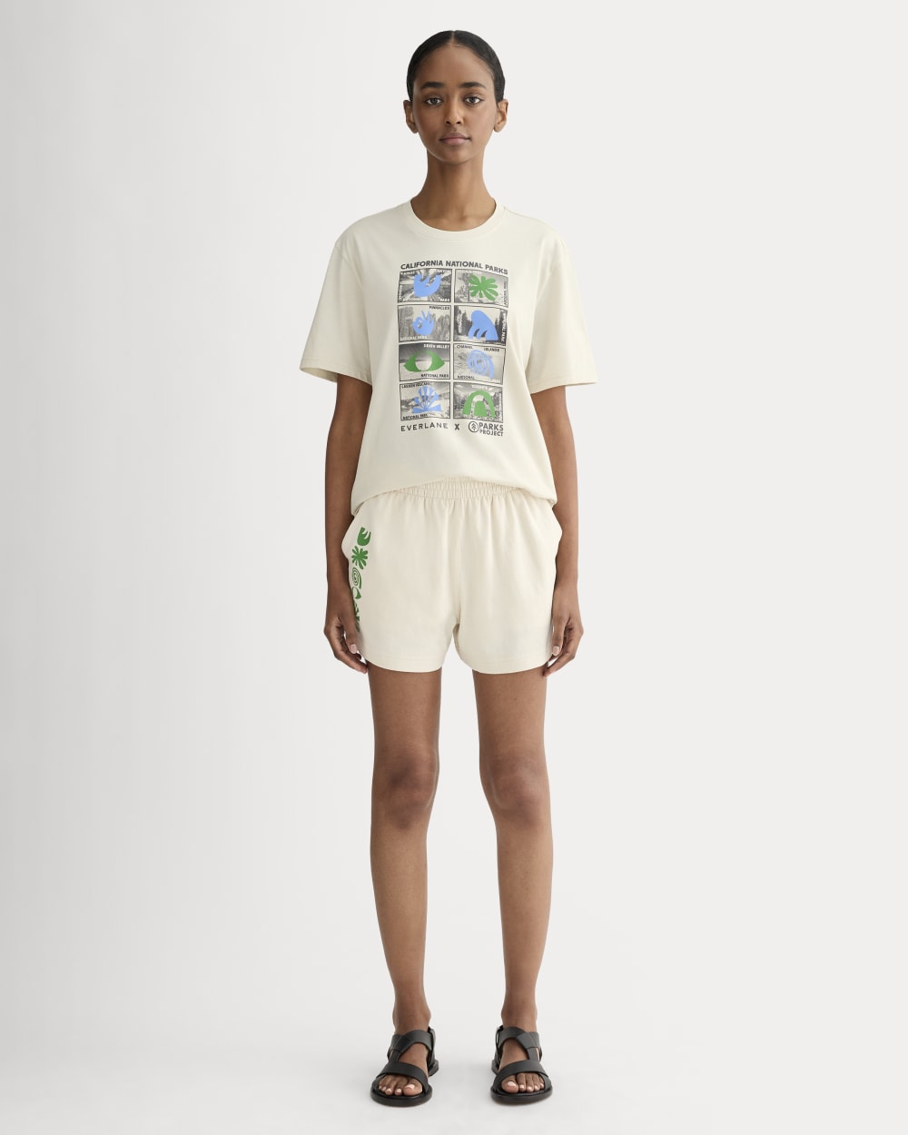 The Everlane x Parks Project Essential Organic Crew | Forged Iron / Birch / Granada Sky Blue / Green - Image 3