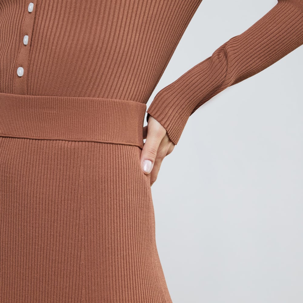 The Ribbed Knit Skirt | Cocoa Brown - Image 4