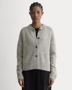 The Crew Cardigan in Alpaca | Heather Stone Grey