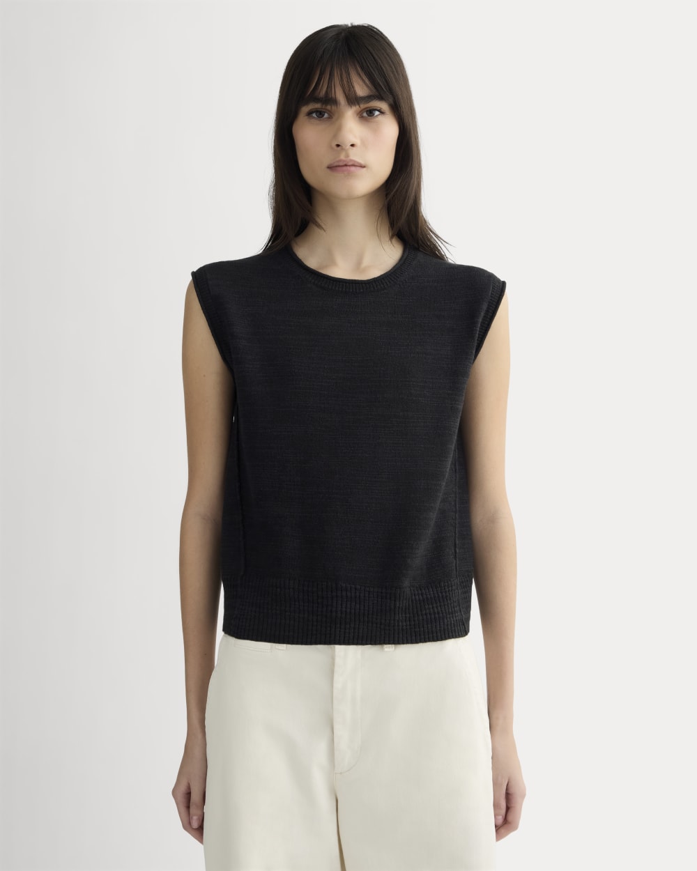 The Muscle Sweater in Cotton Linen | Black