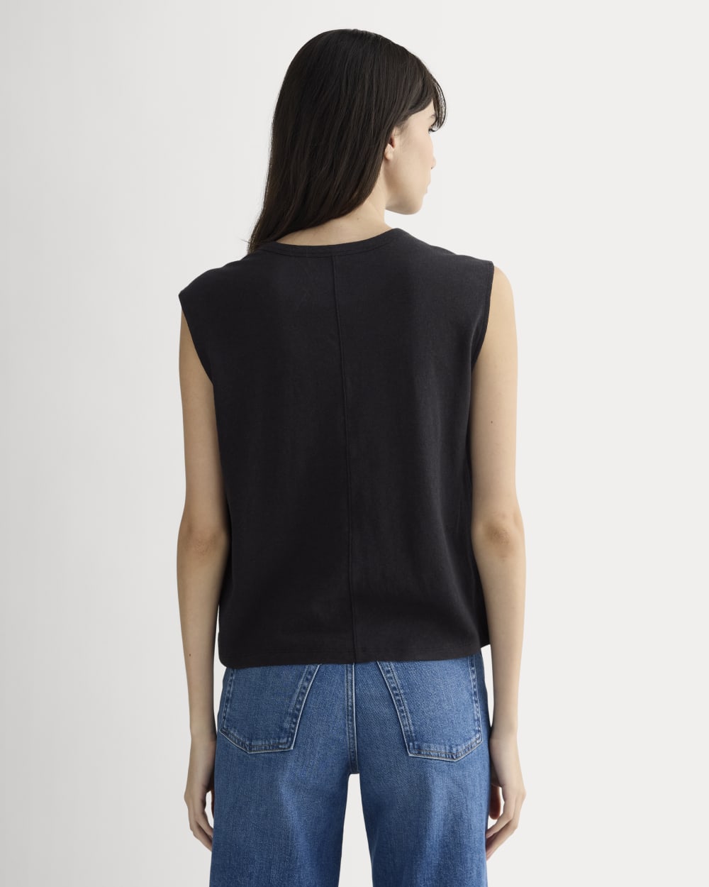 The Muscle Tee in Cotton Linen | Black - Image 4