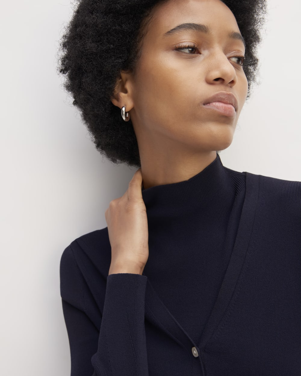 The Viscose Knit Cardigan | Navy - Image 4