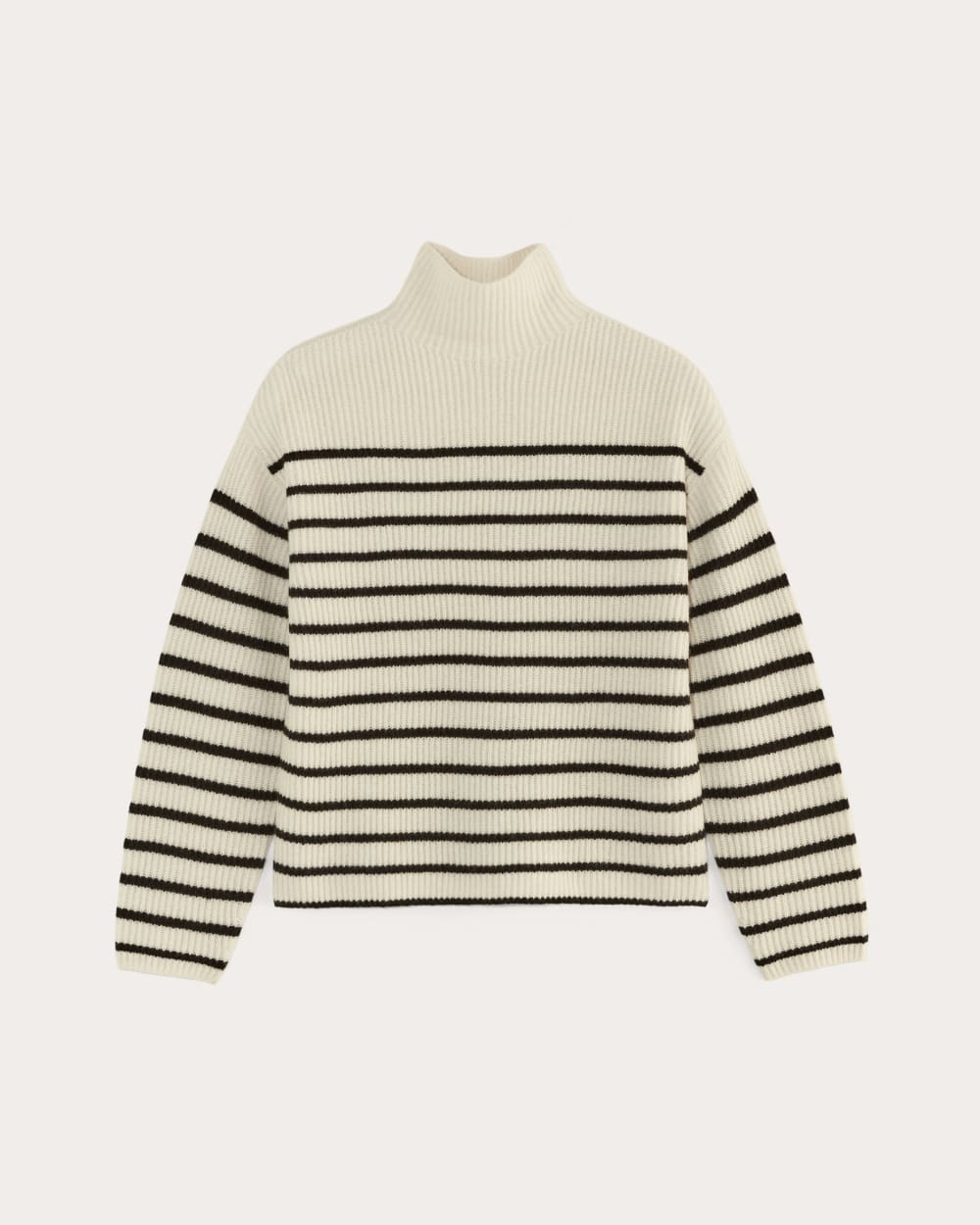 The Fisherman Turtleneck in Wool Cashmere | Bone / Black - Image 2
