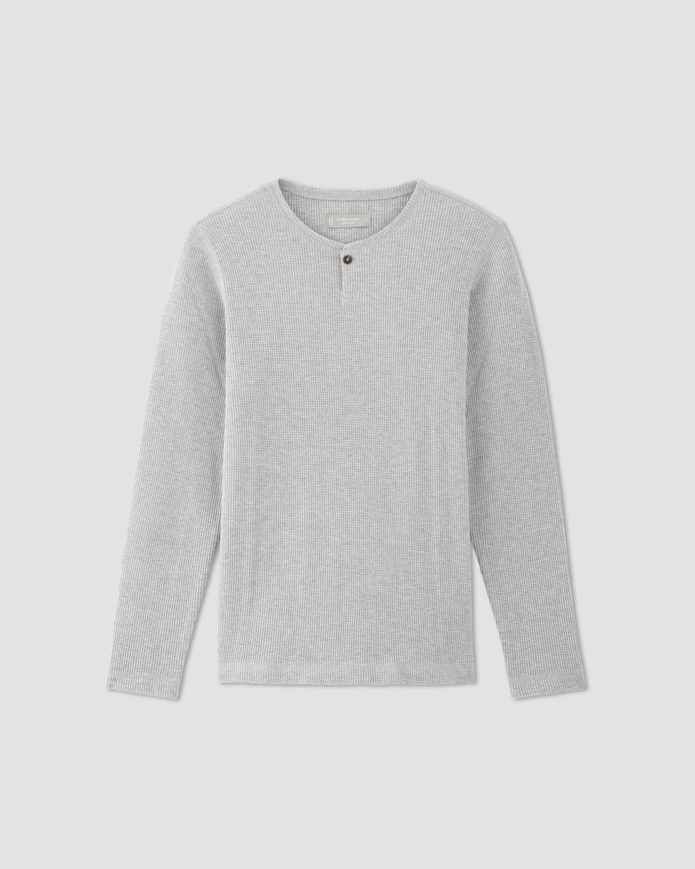 The Waffle Long-Sleeve Henley | Light Grey Donegal - Image 2