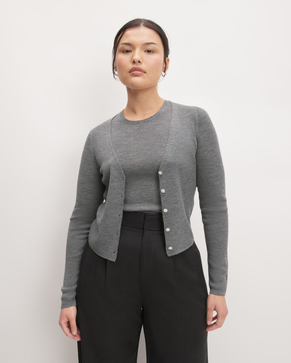 The Cardigan in Ultrasoft Merino | Heather Mid Grey