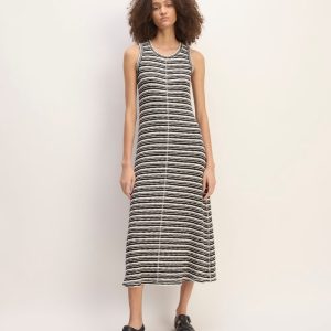 The Rib-Knit A-Line Tank Dress | Bone / Black