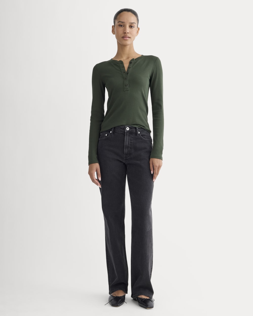 The Luxe Rib Henley | Dark Forest - Image 3