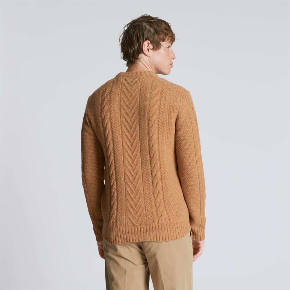 The Felted Merino Cable-Knit Crew | Cappuccino - Image 3