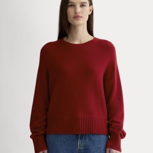 The Boxy Crew in Cashmere | Berry Red