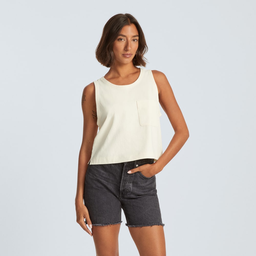 The Premium Weight Cropped Pocket Tank | Canvas