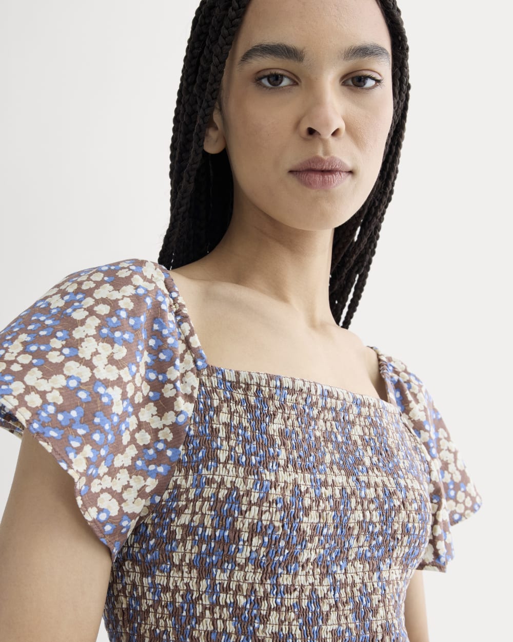 The Gauze Smocked Top | Mocha Floral - Image 4