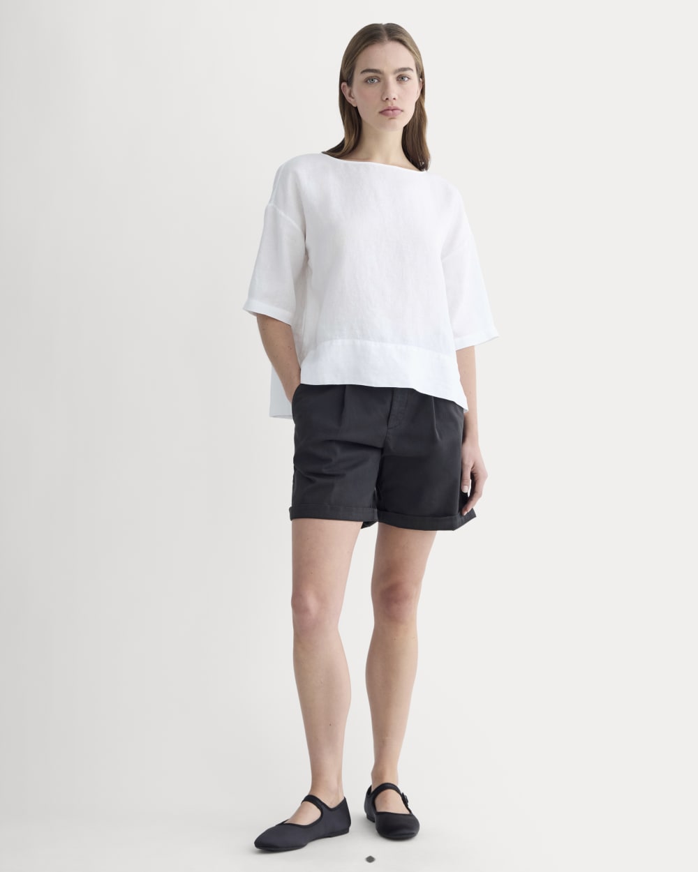 The Boatneck Top in Linen | White - Image 3