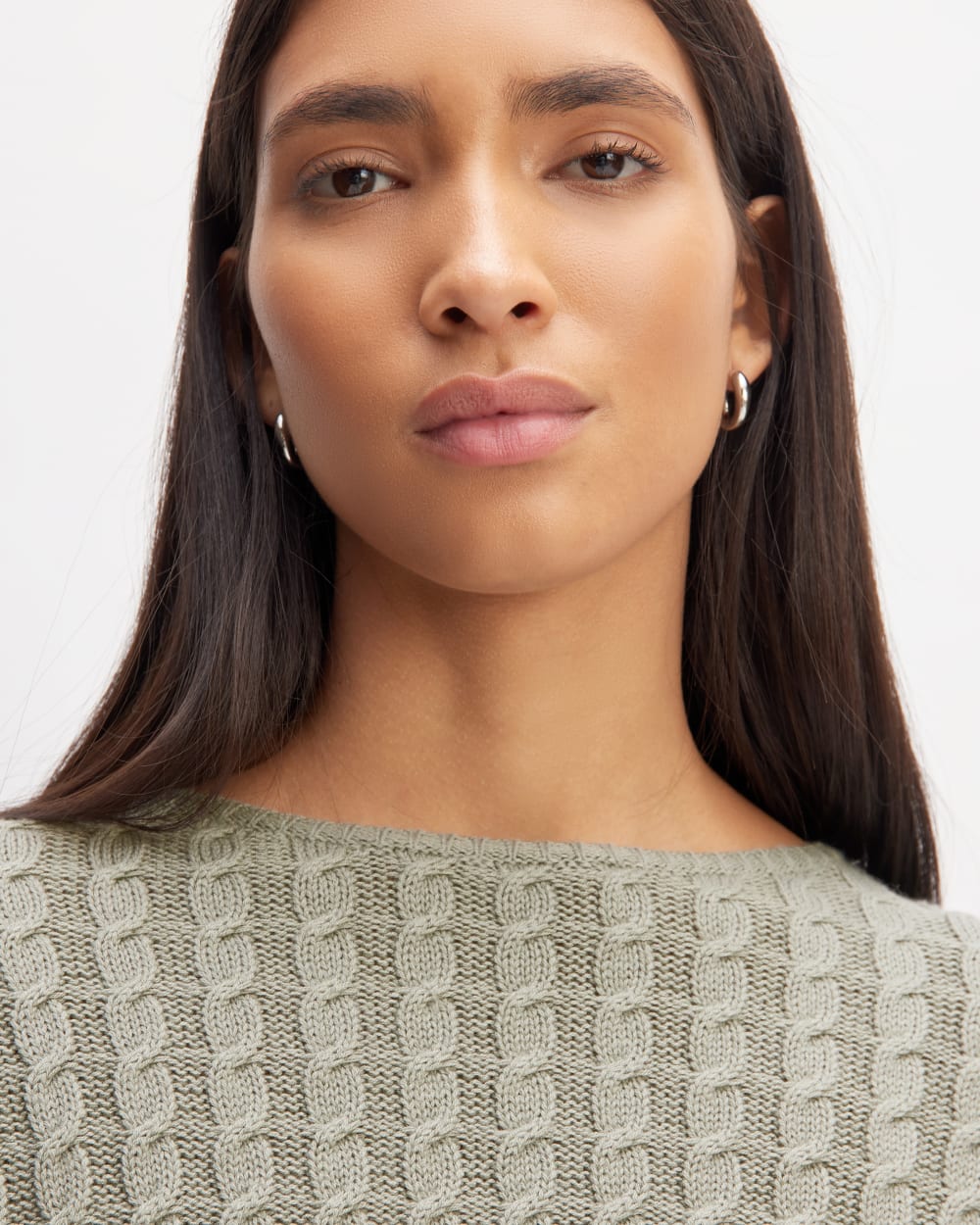 The Cotton Merino Cable Crew | Sage Green - Image 4