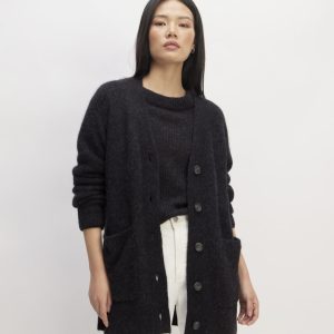 The Oversized Alpaca Pocket Cardigan | Heathered Black