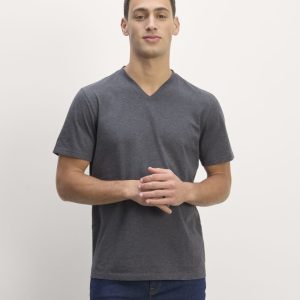 The Essential Organic V-Neck Tee | Heather Deep Navy