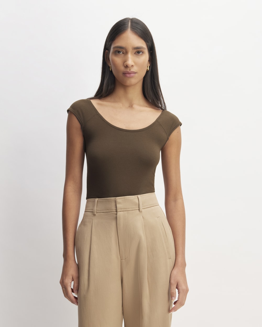 The Supima® Form Cap-Sleeve Tee | Cocoa