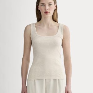 The Luxe Rib Square-Neck Tank | Heathered Oat