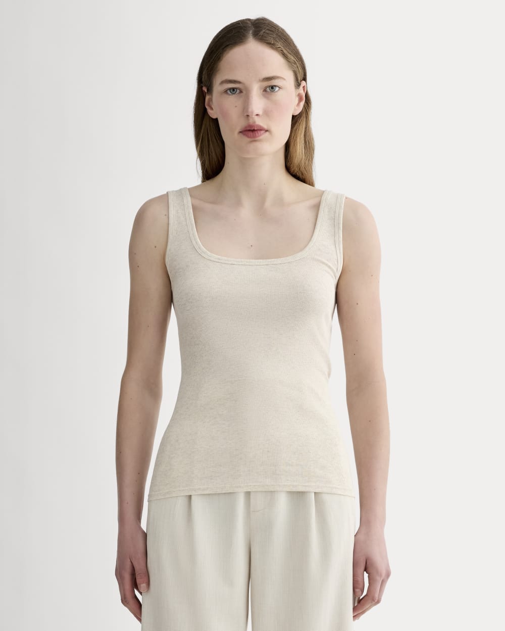The Luxe Rib Square-Neck Tank | Heathered Oat