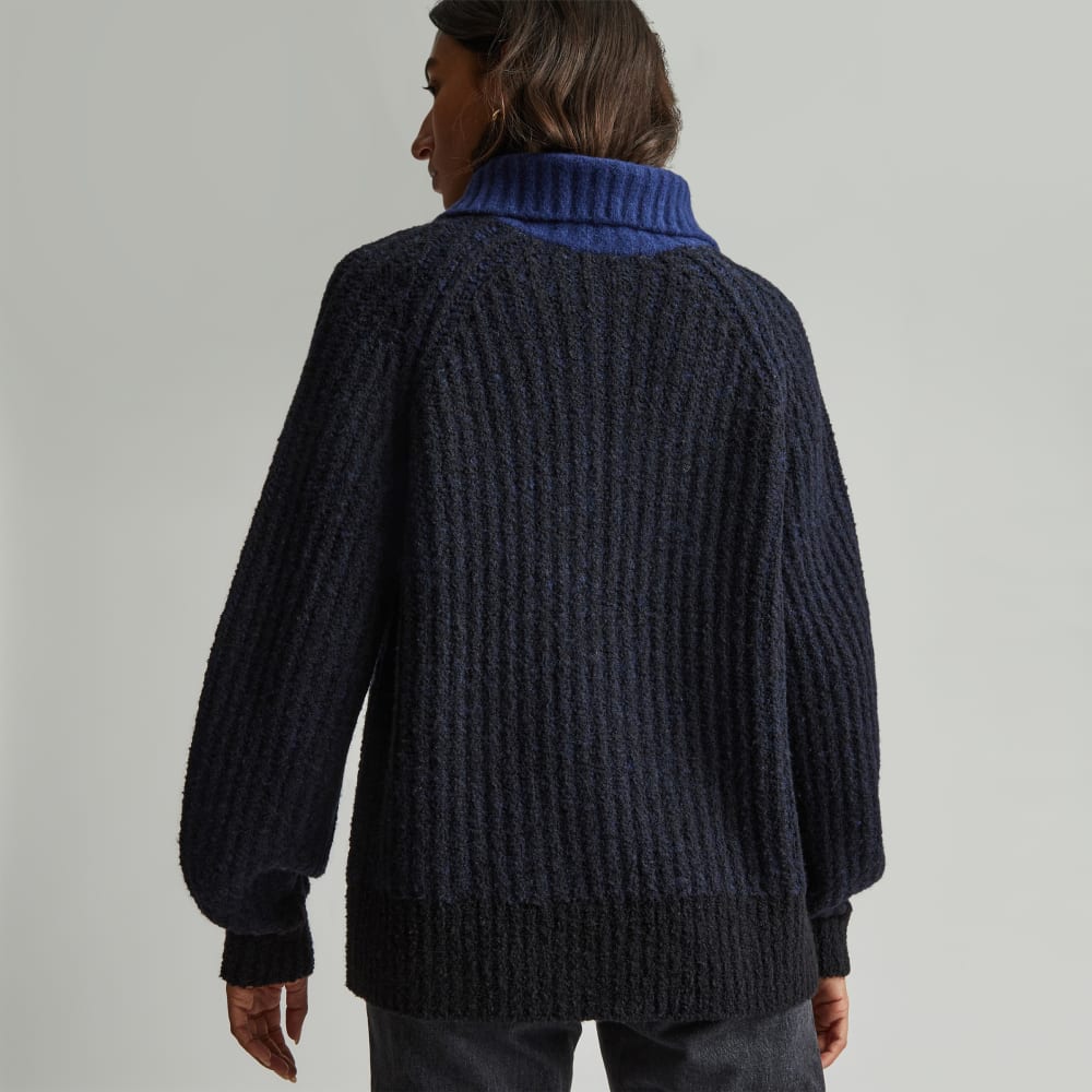 The Luxe Teddy Oversized Half Zip Sweater | Black / Ocean Cavern - Image 3